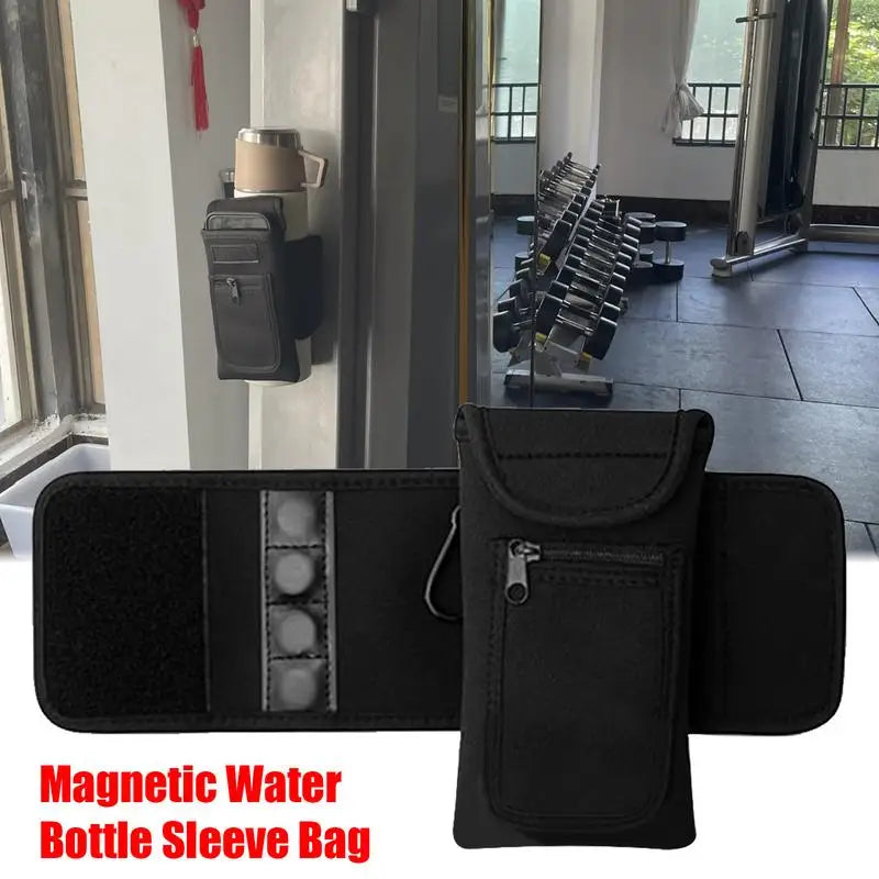 Magnetic Bottle Gym Bag Portable Gym Water Bottle Bag Holder Magnetic Water Bottle Sleeve Easy Attachment Universal For Fitness